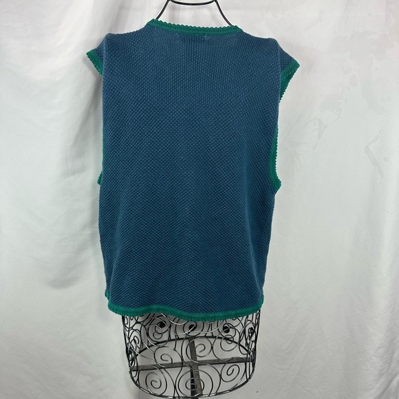 Vintage Koret blue floral embroidered button down vest size L - Picture 8 of 13